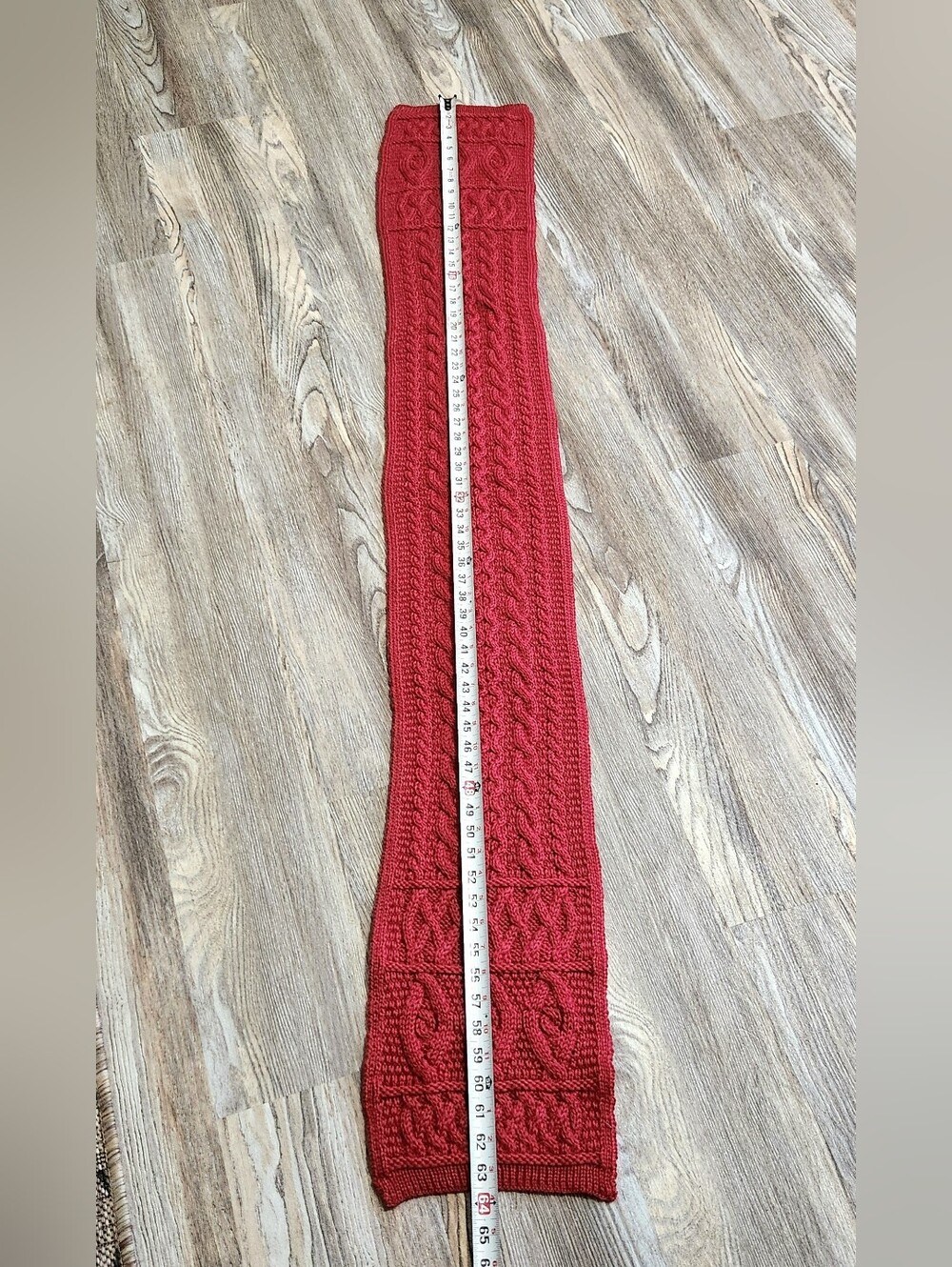 Aran Crafts Wool Honeycomb Red Scarf Unisex Ireland 64x9 Inch Cable Knit Celtic - Picture 11 of 11
